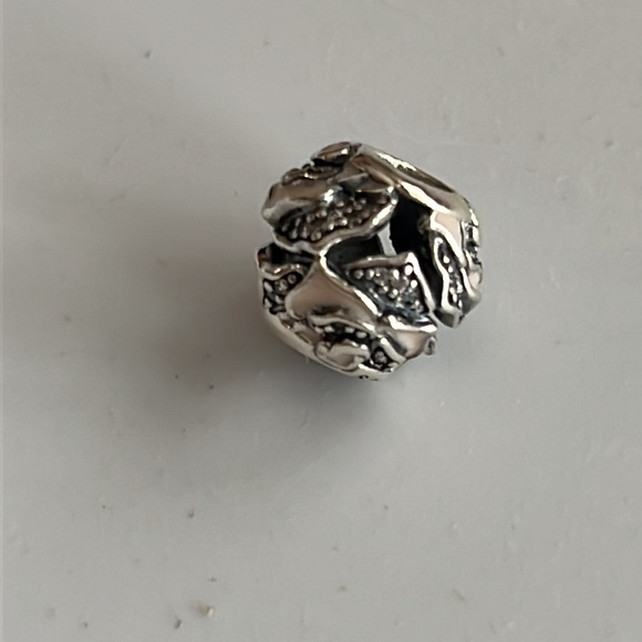 Pandora Sterling Silver “Delicate Rose” Pink Enamel Rose Charm - Picture 7 of 8